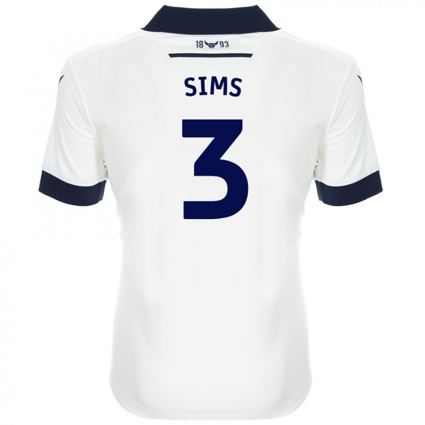 Gyermek Gemma Sims #3 Fehér Sötétkék Idegenbeli Jersey 2024/25 Mez Póló Ing