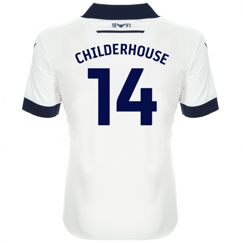 Gyermek Molly Childerhouse #14 Fehér Sötétkék Idegenbeli Jersey 2024/25 Mez Póló Ing