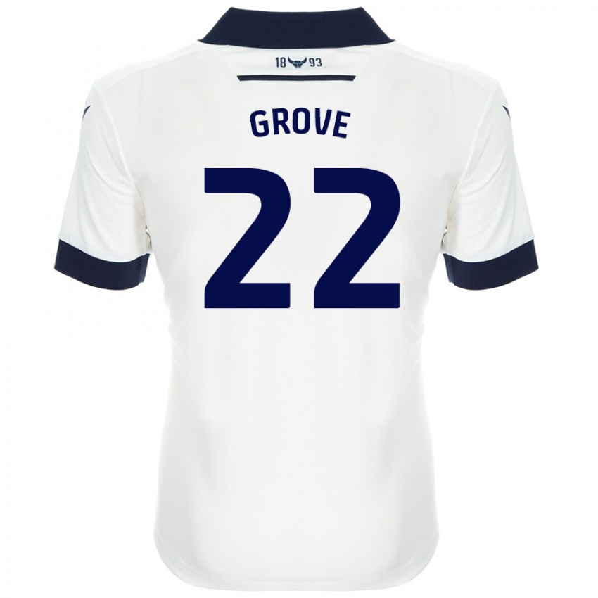 Gyermek Jade Grove #22 Fehér Sötétkék Idegenbeli Jersey 2024/25 Mez Póló Ing