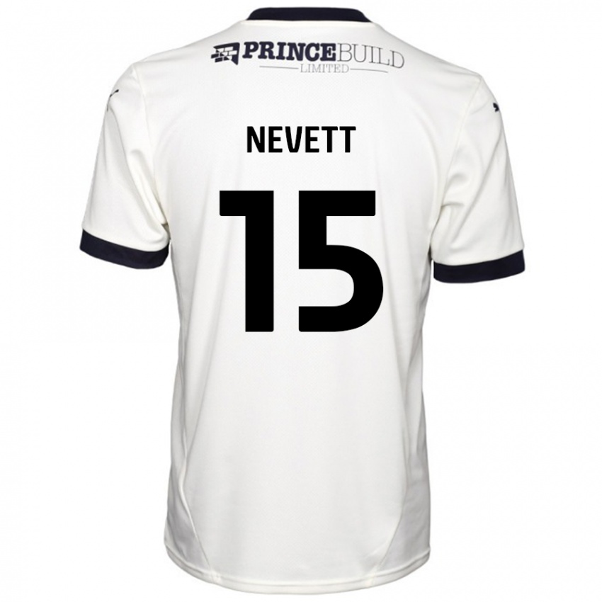 Gyermek George Nevett #15 Törtfehér Fekete Idegenbeli Jersey 2024/25 Mez Póló Ing