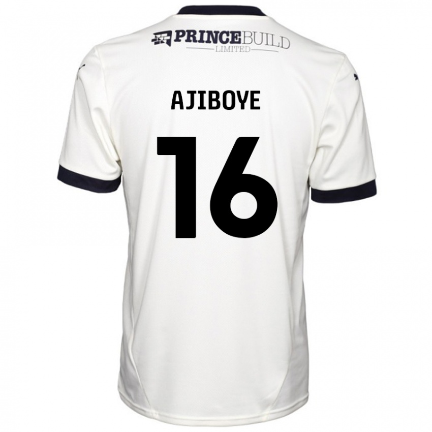 Gyermek David Ajiboye #16 Törtfehér Fekete Idegenbeli Jersey 2024/25 Mez Póló Ing