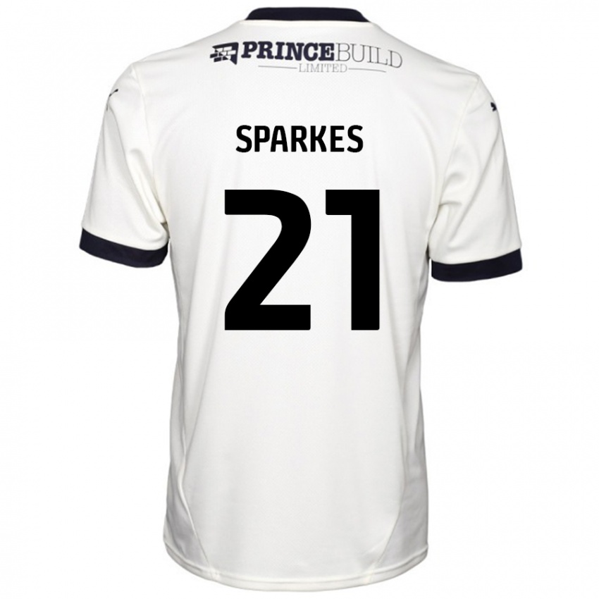 Gyermek Jack Sparkes #21 Törtfehér Fekete Idegenbeli Jersey 2024/25 Mez Póló Ing