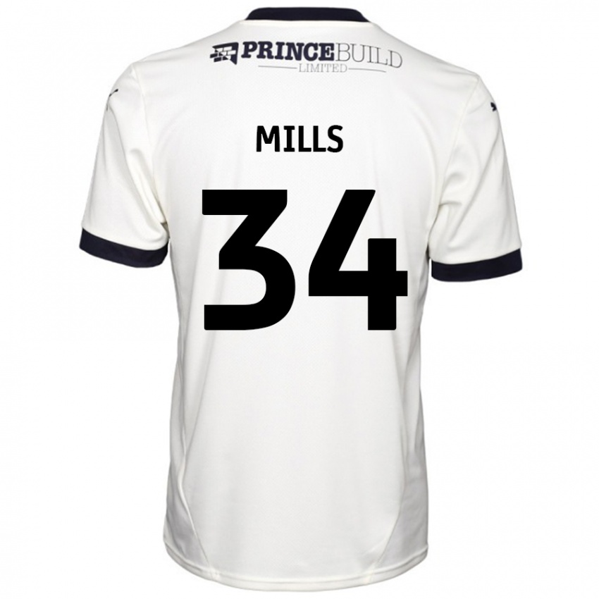 Gyermek Harley Mills #34 Törtfehér Fekete Idegenbeli Jersey 2024/25 Mez Póló Ing