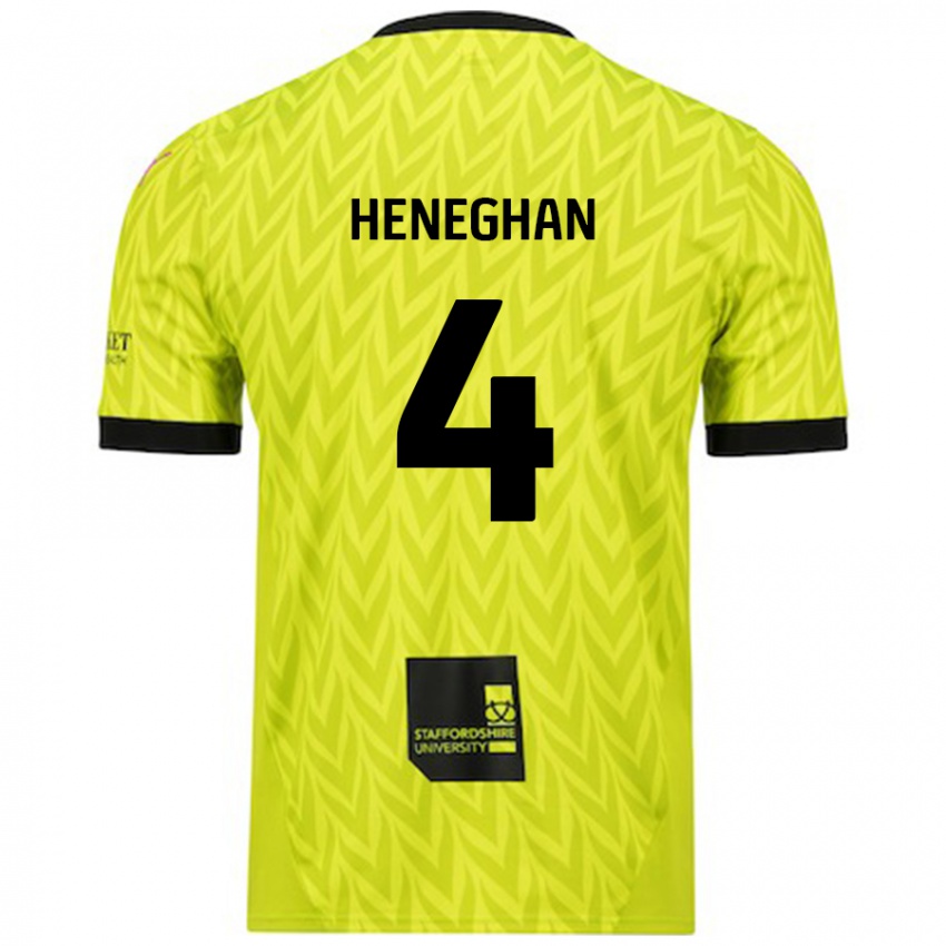 Gyermek Ben Heneghan #4 Fluoreszkáló Zöld Idegenbeli Jersey 2024/25 Mez Póló Ing