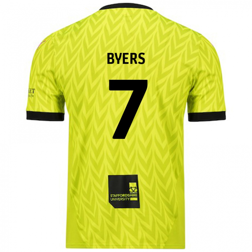 Gyermek George Byers #7 Fluoreszkáló Zöld Idegenbeli Jersey 2024/25 Mez Póló Ing