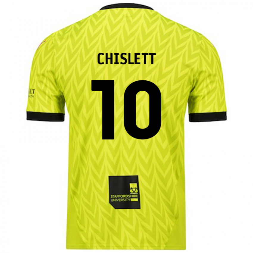 Gyermek Ethan Chislett #10 Fluoreszkáló Zöld Idegenbeli Jersey 2024/25 Mez Póló Ing