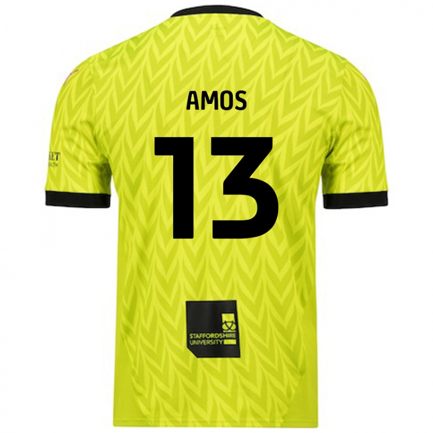 Gyermek Ben Amos #13 Fluoreszkáló Zöld Idegenbeli Jersey 2024/25 Mez Póló Ing