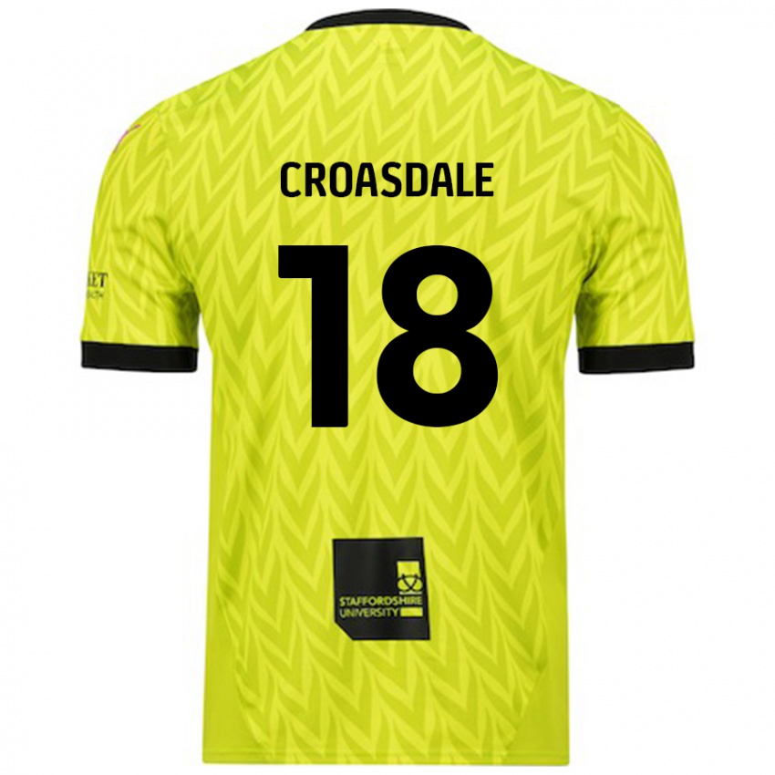 Gyermek Ryan Croasdale #18 Fluoreszkáló Zöld Idegenbeli Jersey 2024/25 Mez Póló Ing