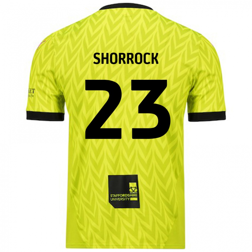 Gyermek Jack Shorrock #23 Fluoreszkáló Zöld Idegenbeli Jersey 2024/25 Mez Póló Ing