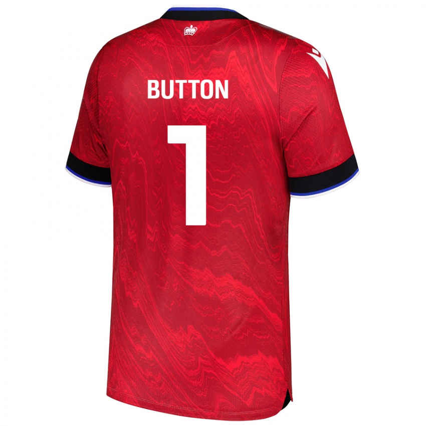 Gyermek David Button #1 Piros Fekete Idegenbeli Jersey 2024/25 Mez Póló Ing