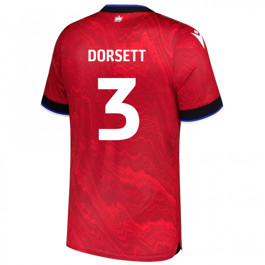 Gyermek Jeriel Dorsett #3 Piros Fekete Idegenbeli Jersey 2024/25 Mez Póló Ing