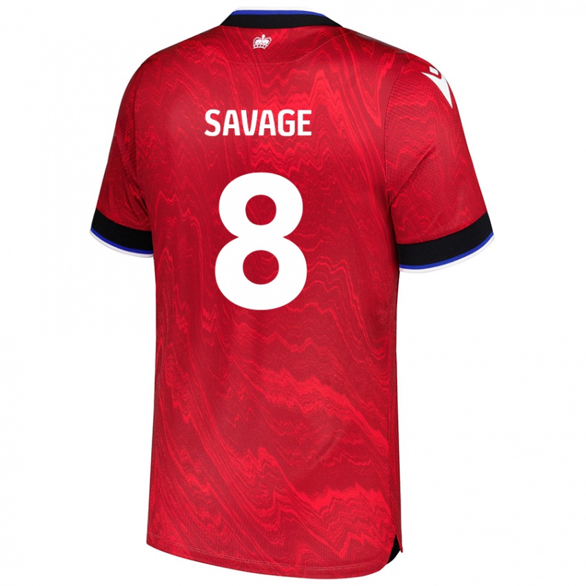 Gyermek Charlie Savage #8 Piros Fekete Idegenbeli Jersey 2024/25 Mez Póló Ing