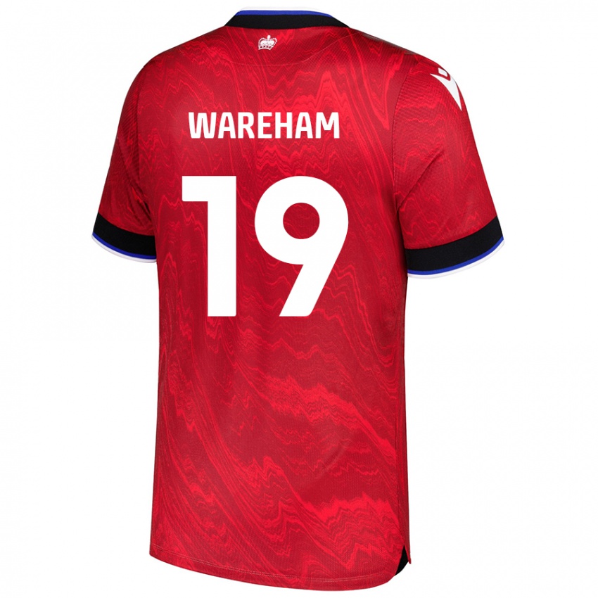 Gyermek Jayden Wareham #19 Piros Fekete Idegenbeli Jersey 2024/25 Mez Póló Ing