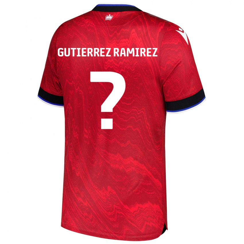 Gyermek William Gutierrez Ramirez #0 Piros Fekete Idegenbeli Jersey 2024/25 Mez Póló Ing