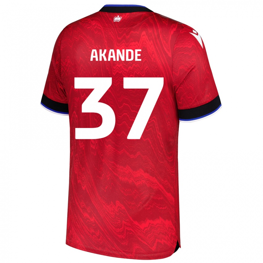 Gyermek Adrian Akande #37 Piros Fekete Idegenbeli Jersey 2024/25 Mez Póló Ing