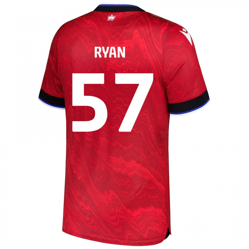 Gyermek John Ryan #57 Piros Fekete Idegenbeli Jersey 2024/25 Mez Póló Ing