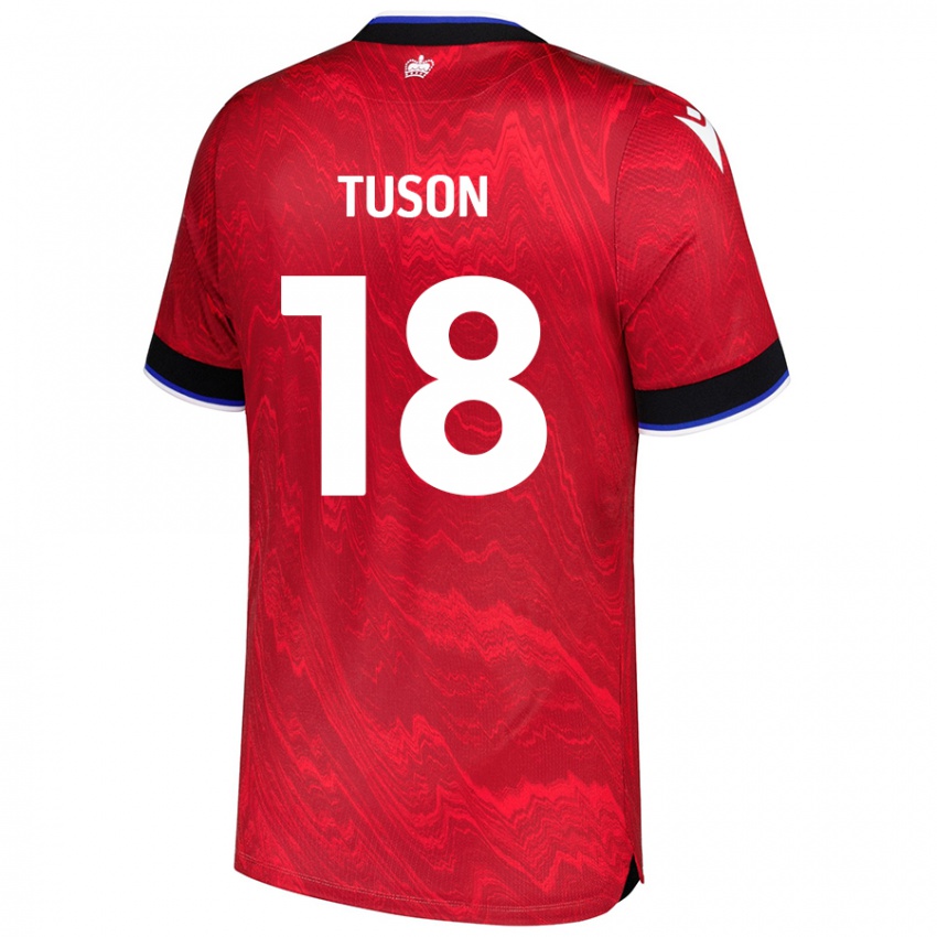 Gyermek Freya Meadows-Tuson #18 Piros Fekete Idegenbeli Jersey 2024/25 Mez Póló Ing