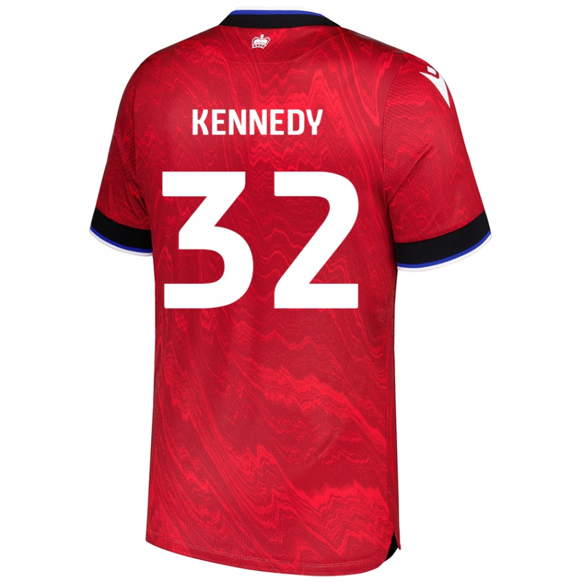 Gyermek Stevie Kennedy #32 Piros Fekete Idegenbeli Jersey 2024/25 Mez Póló Ing