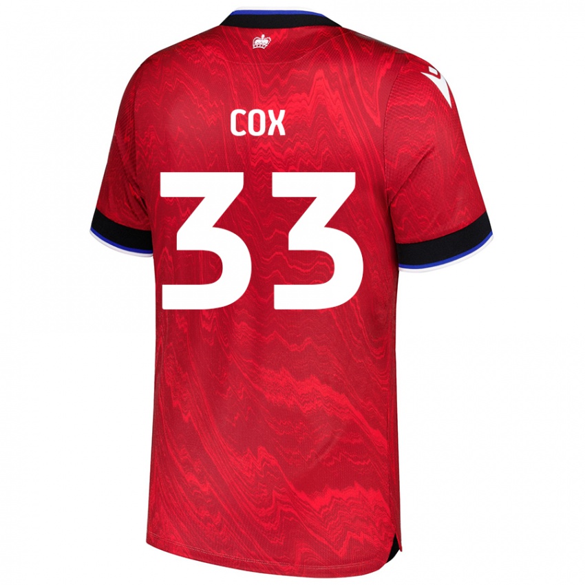 Gyermek Bella Cox #33 Piros Fekete Idegenbeli Jersey 2024/25 Mez Póló Ing