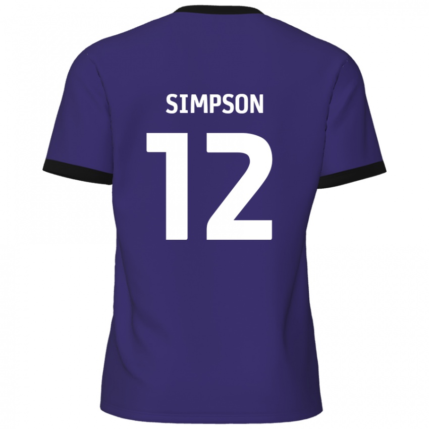 Gyermek Tyreece Simpson #12 Lila Idegenbeli Jersey 2024/25 Mez Póló Ing