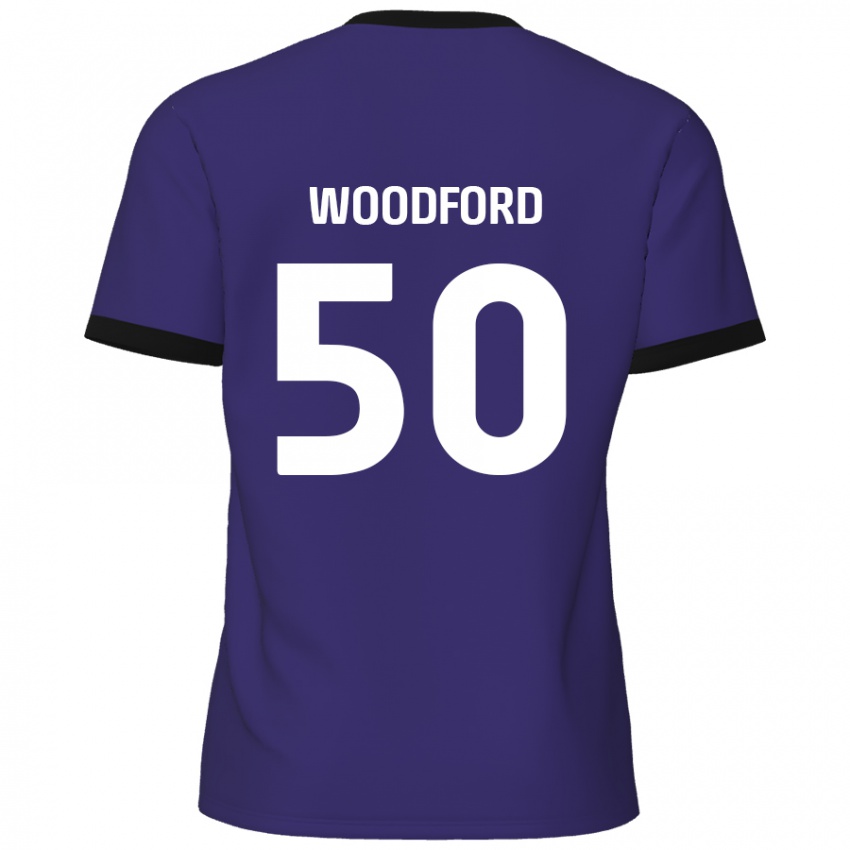 Gyermek Max Woodford #50 Lila Idegenbeli Jersey 2024/25 Mez Póló Ing