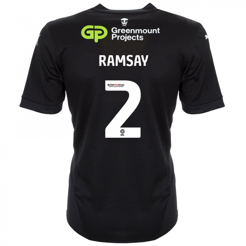 Gyermek Calvin Ramsay #2 Fekete Idegenbeli Jersey 2024/25 Mez Póló Ing