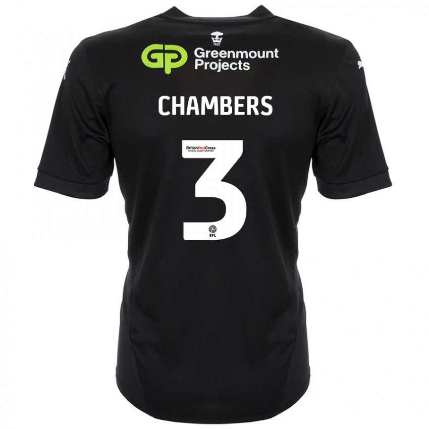 Gyermek Luke Chambers #3 Fekete Idegenbeli Jersey 2024/25 Mez Póló Ing