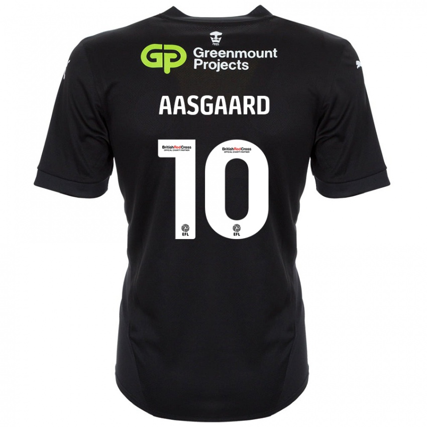 Gyermek Thelo Aasgaard #10 Fekete Idegenbeli Jersey 2024/25 Mez Póló Ing