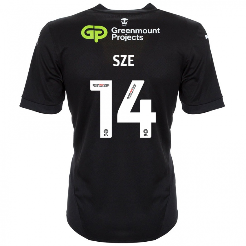 Gyermek Chris Sze #14 Fekete Idegenbeli Jersey 2024/25 Mez Póló Ing