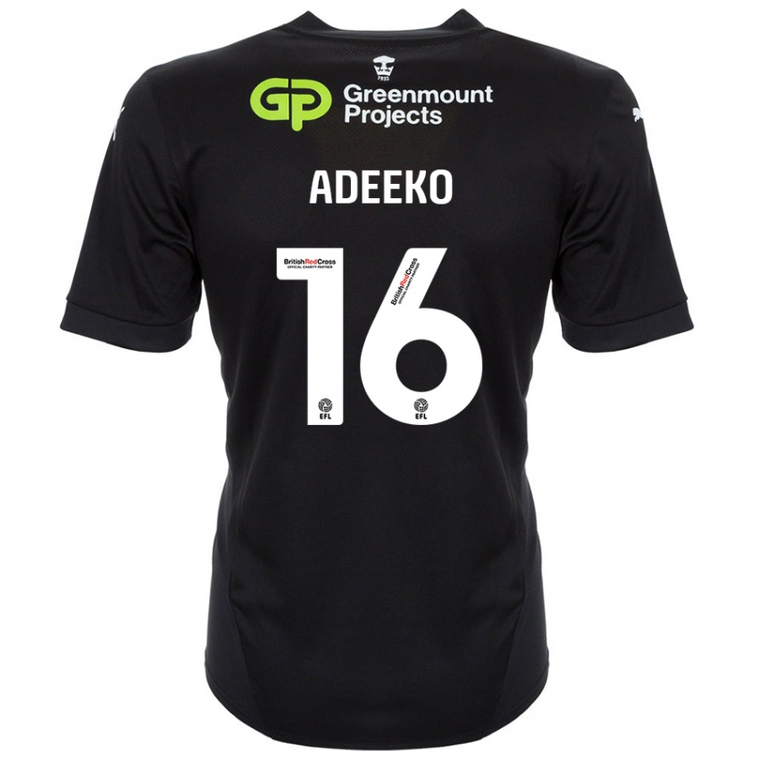 Gyermek Baba Adeeko #16 Fekete Idegenbeli Jersey 2024/25 Mez Póló Ing