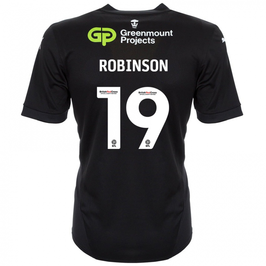 Gyermek Luke Robinson #19 Fekete Idegenbeli Jersey 2024/25 Mez Póló Ing