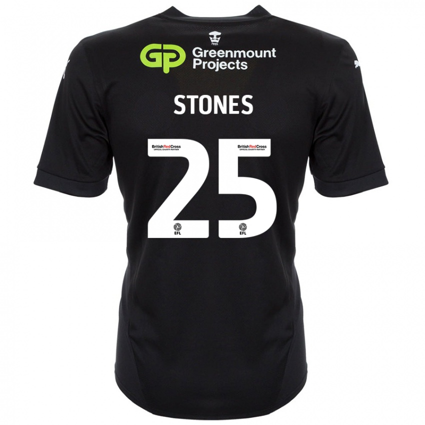 Gyermek Josh Stones #25 Fekete Idegenbeli Jersey 2024/25 Mez Póló Ing