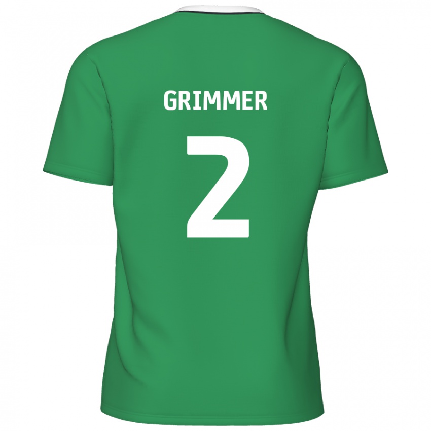 Gyermek Jack Grimmer #2 Zöld Fehér Csíkok Idegenbeli Jersey 2024/25 Mez Póló Ing