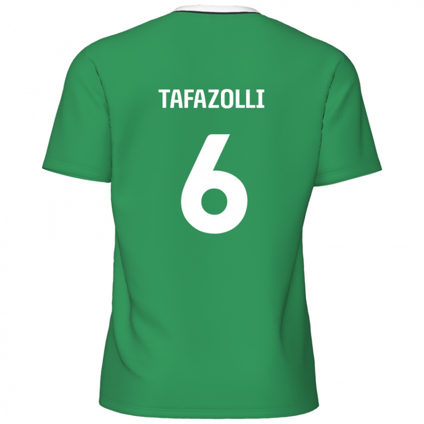 Gyermek Ryan Tafazolli #6 Zöld Fehér Csíkok Idegenbeli Jersey 2024/25 Mez Póló Ing