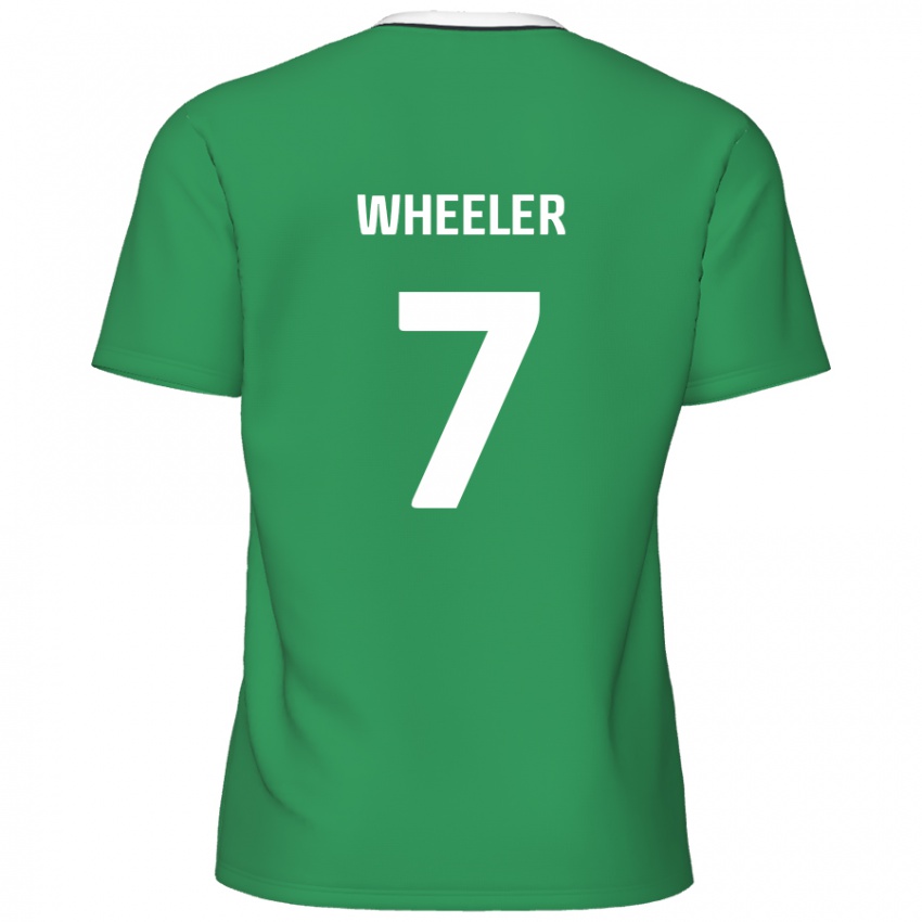 Gyermek David Wheeler #7 Zöld Fehér Csíkok Idegenbeli Jersey 2024/25 Mez Póló Ing