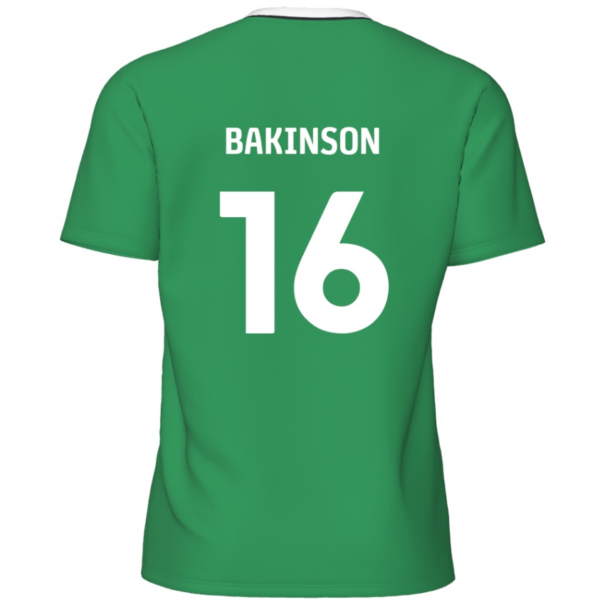 Gyermek Tyreeq Bakinson #16 Zöld Fehér Csíkok Idegenbeli Jersey 2024/25 Mez Póló Ing