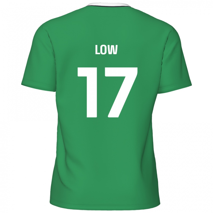 Gyermek Joe Low #17 Zöld Fehér Csíkok Idegenbeli Jersey 2024/25 Mez Póló Ing