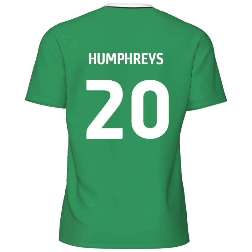 Gyermek Cameron Humphreys #20 Zöld Fehér Csíkok Idegenbeli Jersey 2024/25 Mez Póló Ing