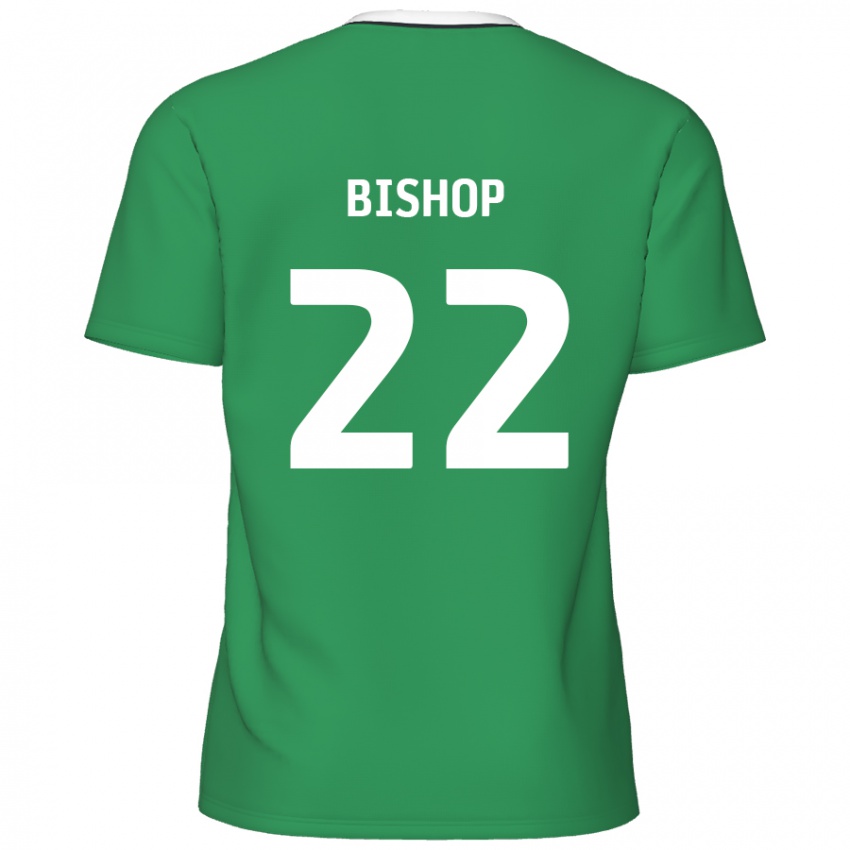 Gyermek Nathan Bishop #22 Zöld Fehér Csíkok Idegenbeli Jersey 2024/25 Mez Póló Ing