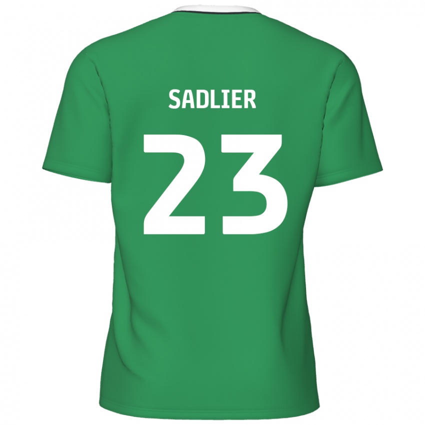 Gyermek Kieran Sadlier #23 Zöld Fehér Csíkok Idegenbeli Jersey 2024/25 Mez Póló Ing