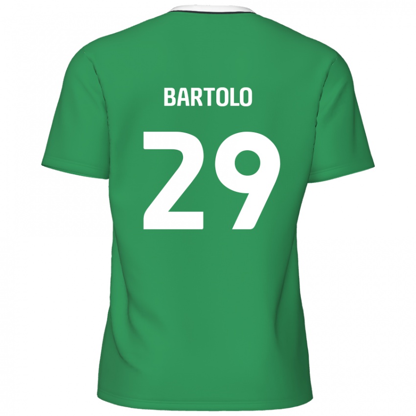 Gyermek Jaiden Bartolo #29 Zöld Fehér Csíkok Idegenbeli Jersey 2024/25 Mez Póló Ing