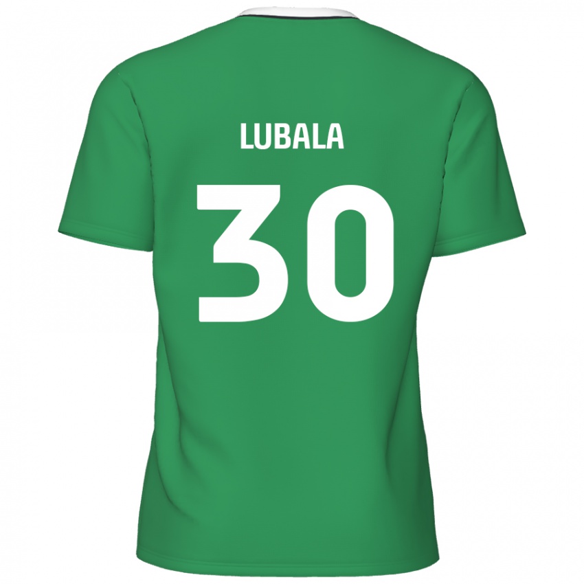 Gyermek Bez Lubala #30 Zöld Fehér Csíkok Idegenbeli Jersey 2024/25 Mez Póló Ing