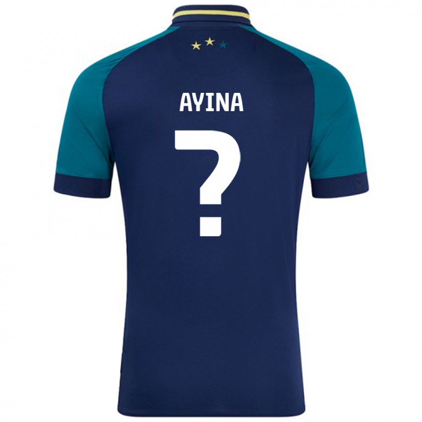 Gyermek Loick Ayina #0 Navy Sötétzöld Idegenbeli Jersey 2024/25 Mez Póló Ing