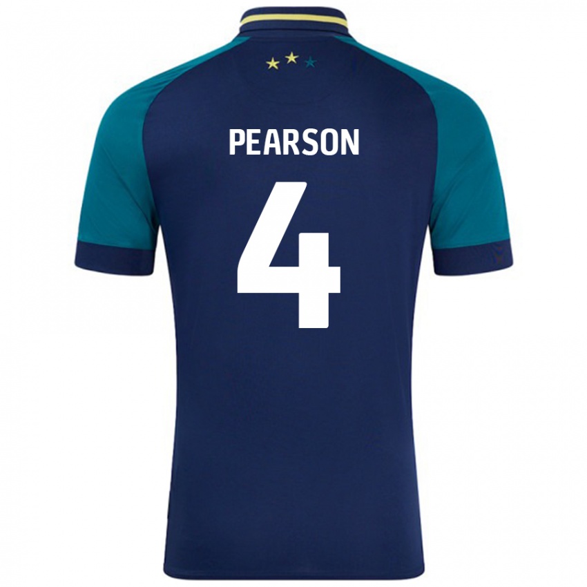 Gyermek Matty Pearson #4 Navy Sötétzöld Idegenbeli Jersey 2024/25 Mez Póló Ing