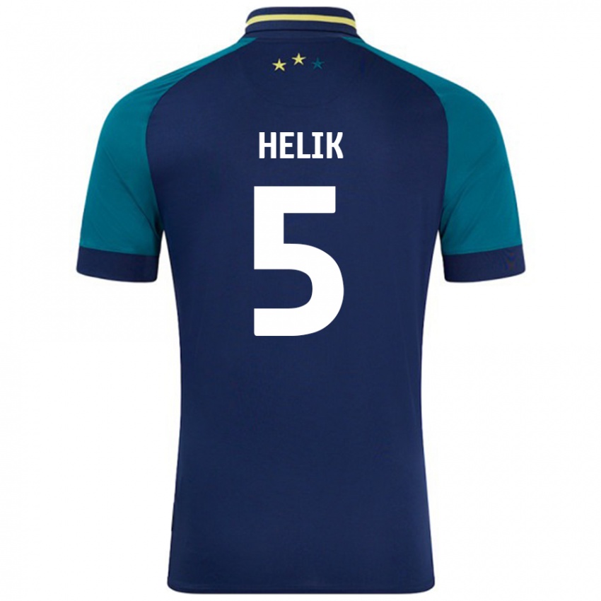 Gyermek Michal Helik #5 Navy Sötétzöld Idegenbeli Jersey 2024/25 Mez Póló Ing