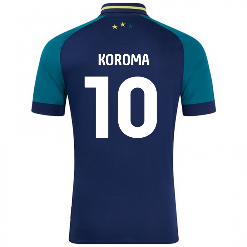 Gyermek Josh Koroma #10 Navy Sötétzöld Idegenbeli Jersey 2024/25 Mez Póló Ing