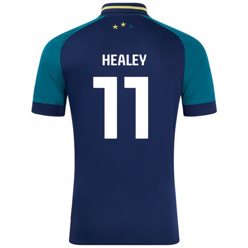 Gyermek Rhys Healey #11 Navy Sötétzöld Idegenbeli Jersey 2024/25 Mez Póló Ing