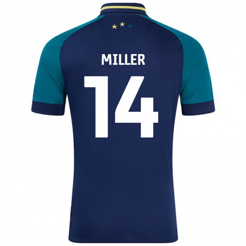 Gyermek Mickel Miller #14 Navy Sötétzöld Idegenbeli Jersey 2024/25 Mez Póló Ing