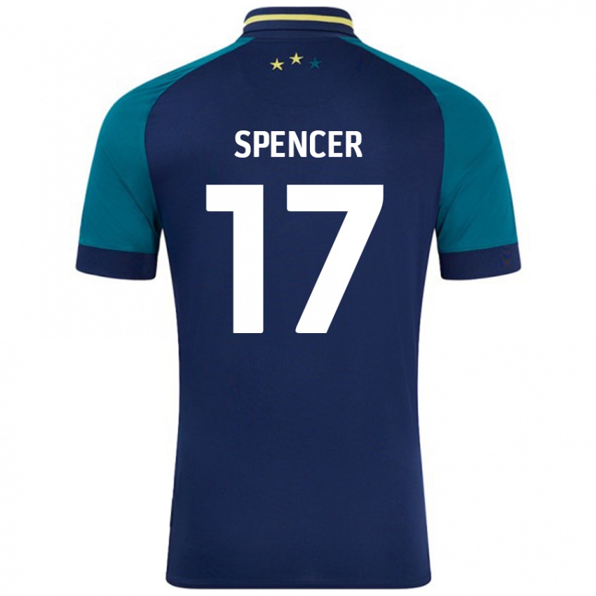 Gyermek Brodie Spencer #17 Navy Sötétzöld Idegenbeli Jersey 2024/25 Mez Póló Ing