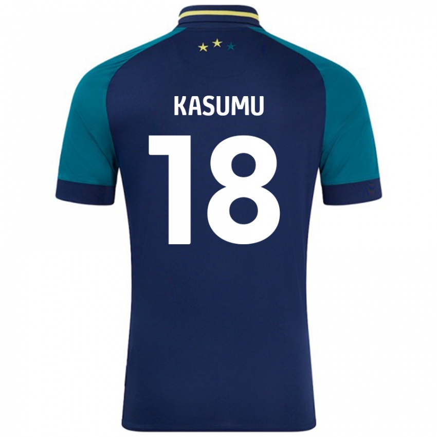 Gyermek David Kasumu #18 Navy Sötétzöld Idegenbeli Jersey 2024/25 Mez Póló Ing